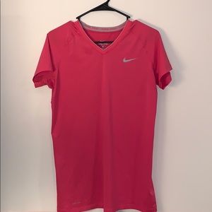Nike pro dri-fit pink fitted shirt size large